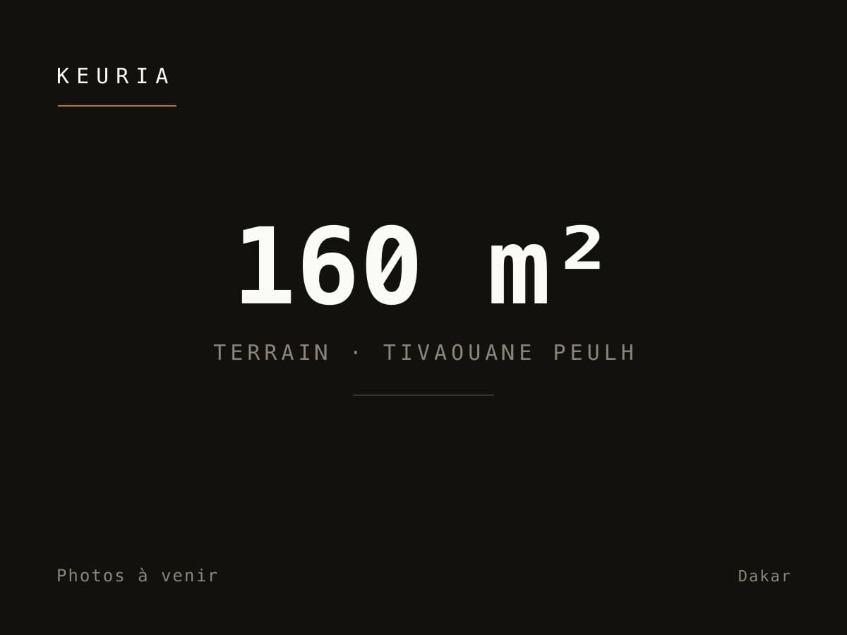 Terrain 160 m² à Tivaouane Peulh — bail emphytéotique