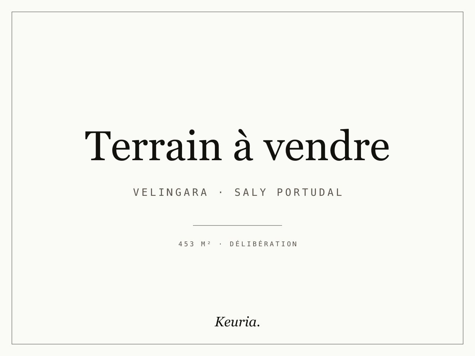Terrain 453 m² Saly Velingara — face Lycée Diambars